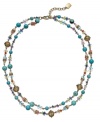 A rosary-inspired necklace from Lauren Ralph Lauren. The double-row silhouette showcases freshwater pearls (5 mm) and glass and resin beads in an array of colors. Crafted in 14k gold-plated mixed metal. Approximate length: 19 inches + 2-inch extender.