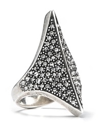 Indulge in decadently dark glamor with this ring from Made Her Think. A perfect example of edgy-cool, it flaunts a sharp shape and bold crystal accents.