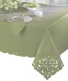 Homewear Cutwork and Emboridery Tablecloth Southampton Scroll 60 by 120-Inch Oblong Tablecloth, Sage