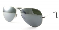 Ray Ban Sunglasses RB3025 Aviator Large Metal W3277 Silver/Crystal Grey Mirror, 58mm