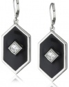 T Tahari Jet and Crystal Geometric Drop Earrings