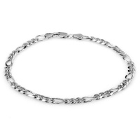 Men's Sterling Silver Italian 4.60 mm Solid Figaro Link Bracelet, 8.5