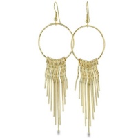 GOLD DROP EAR Contemporary Gold Tone Dangling Chandelier Hoop Earrings