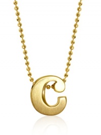 Alex Woo Little Letter 14kt Yellow Gold C with 16 Yellow Gold Single Disco Chain