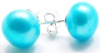 7MM Pastel Bright Blue Round Freshwater Cultured Pearl Stud Earrings, 925 Sterling Silver Posts