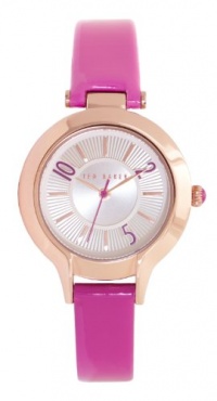 Ted Baker Women's TE2088 Find the Time Round Silver Analog Pink Strap Watch