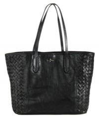 It's all in the details with this fabulous tote from Cole Haan. Woven sides bring a fresh new look to this classic silhouette, while a subtle signature accent is placed at front.