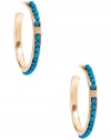 GUESS Gold-Tone Hoop Earrings with Blue Stone