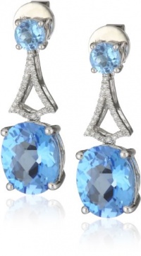 Badgley Mischka Fine Jewelry White Diamonds Blue Topaz Earrings