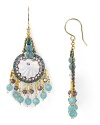 Exquisitely hand crafted from precious stones and multi-colored beads, this pair of drop earrings from Miguel Ases will imbue your look with artisan flair.