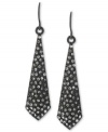 Moody accents captivate on these linear drop earrings form BCBGeneration. Crafted in hematite tone mixed metal. Approximate drop: 1-1/2 inches.