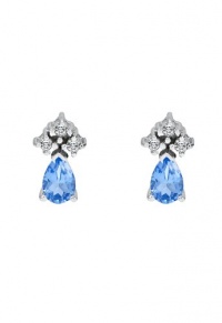 Effy Jewlery 14K White Gold Blue Topaz & Diamond Earrings, 1.12 TCW