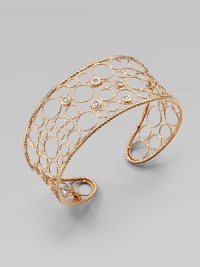 A delicate filigree-inspired surface, decorated in dazzling diamonds set in warm 18k rose gold. 18k rose goldDiamonds, .1 tcwDiameter, about 2.5Slip-on designMade in Italy