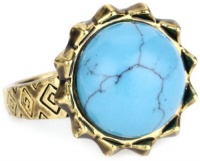 House of Harlow 1960 Gold-Plated Pyramid Spike Ring with Turquoise-Color Stone, Size 8