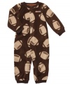 Getting baby dressed is a snap in this super soft football print microfleece jump suit from Carter's.