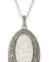 Judith Jack Impact Silver Sterling Silver, Marcasite and Crystal Oval Drop Pendant Necklace