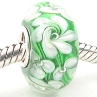 Murano Style Glass Bead with Solid Sterling Silver Core