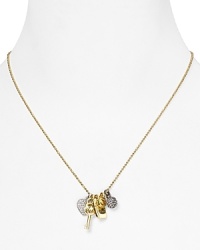 Charmed we're sure: Let MICHAEL Michael Kors lend your neckline a touch of the brand's signature glamor with this gold plated necklace, accented by delicate crystal charms.