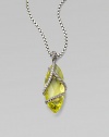 From the Cable Wrap Collection. Dazzling diamonds and beautiful, sterling silver cables surround this faceted, marquis lemon citrine stone. Lemon citrineDiamonds, .18 tcwSterling silverSize, about 1½ Sterling silver baleImported Please note: Chain sold separately. 