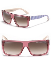 MARC BY MARC JACOBS reinvents the classic wayfarer. This thick square frame with colorful striped arms lends hip style to any ensemble.