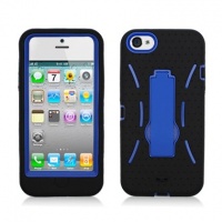 Armor 3 IN 1 High Impact Combo Hard Soft Gel Case Stand for Apple iPhone 5-Black,blue