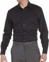 Calvin Klein Men's Long Sleeve Solid Poplin Shirt, Black, Large