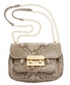 Revel in reptilian charm with this posh, python-embossed design from MICHAEL Michael Kors. Soft leather in dressed in gleaming hardware and chain-link straps, while the sized-right interior stows all your day-to-night essentials.