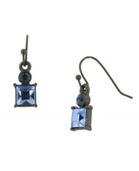 Set off your look off in stunning squares. 2028's chic drop earrings highlight square and round-cut Montana crystals set in hematite tone mixed metal. Approximate drop: 1 inch.