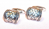 Scott Kay Mens Sterling Silver Basketweave Cuff Links