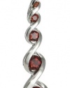 Platinum Plated Sterling Silver Garnet Pendant Necklace, 18