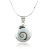 Chuvora Sterling Silver Shiva Eye Swirl Shell Inlay Round Pendant Necklace 18''