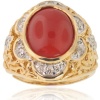 Michael Valitutti 14K Yellow Gold Coral & Diamond Ring - SIZE 7