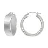 Sterling Silver Medium Wide Polished Click-Top Hoop Earrings