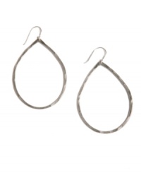 Add dimension and style with chic, hammered drops. Earrings by Lucky Brand feature a textured surface crafted in silver tone mixed metal. Approximate drop: 1-3/4 inches.