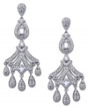 Sparkle that comes in waves. Eliot Danori's stunning Splendor chandelier earrings break through with crystal accents and cubic zirconia (1/2 ct. t.w.). Set in a rhodium-plated mixed metal setting. Approximate drop: 2 inches.