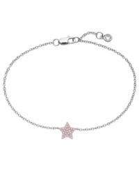 Wish upon a star. CRISLU's children's bracelet is embellished with sparkling pink cubic zirconias (1/8 ct. t.w.) and set in platinum over sterling silver. Approximate length: 6 inches.