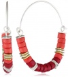 Kenneth Cole New York Urban Fire Red and Orange Bead Hoop Earrings