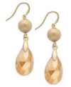 A graceful teardrop silhouette lends a lovely look to these Alfani earrings. The shimmering glass stone adds a serene touch. Crafted in gold tone mixed metal. Approximate drop: 1-1/8 inches.