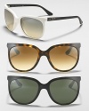 Ray-Ban's take on the cat eye silhouette is über hip and a must-have. Thick subtle frames in various colors add a stylish element to any ensemble.