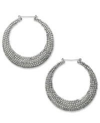 Hoops that dazzle. These earrings from Style&co. flaunt a classic silhouette amped up with hematite acrylic stone accents. Crafted in silver tone mixed metal. Approximate drop: 2-3/4 inches.