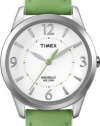 Timex Women's T2N862 Weekender Green Leather Strap Watch