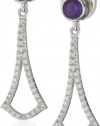 Badgley Mischka Fine Jewelry White Diamonds Amethyst Arabesque Earrings