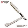 Dovo Silver Shavette Satin Finish Straight Razor with Red Holder-Matt Look