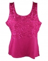 Charter Club Womens Petite Sleeveless Sequin Front Top