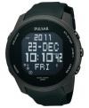 This digital watch from Pulsar features a comfortable, blacked out strap and a variety of functions, include day, date and world time.