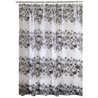 Interdesign Fiore Eva Long Shower Curtain, Black, 72 Inches X 84 Inches