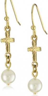 The Vatican Library Collection Cross and Pearl Drop Earrings