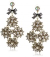 Betsey Johnson Iconic Enchanted Garden Crystal Flower Link Chandelier Earrings