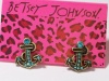 BETSEY JOHNSON Blue Crystal Anchors Stud Earrings