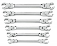 GearWrench 81911 6 Piece Flex Flare Nut Wrench Set Metric